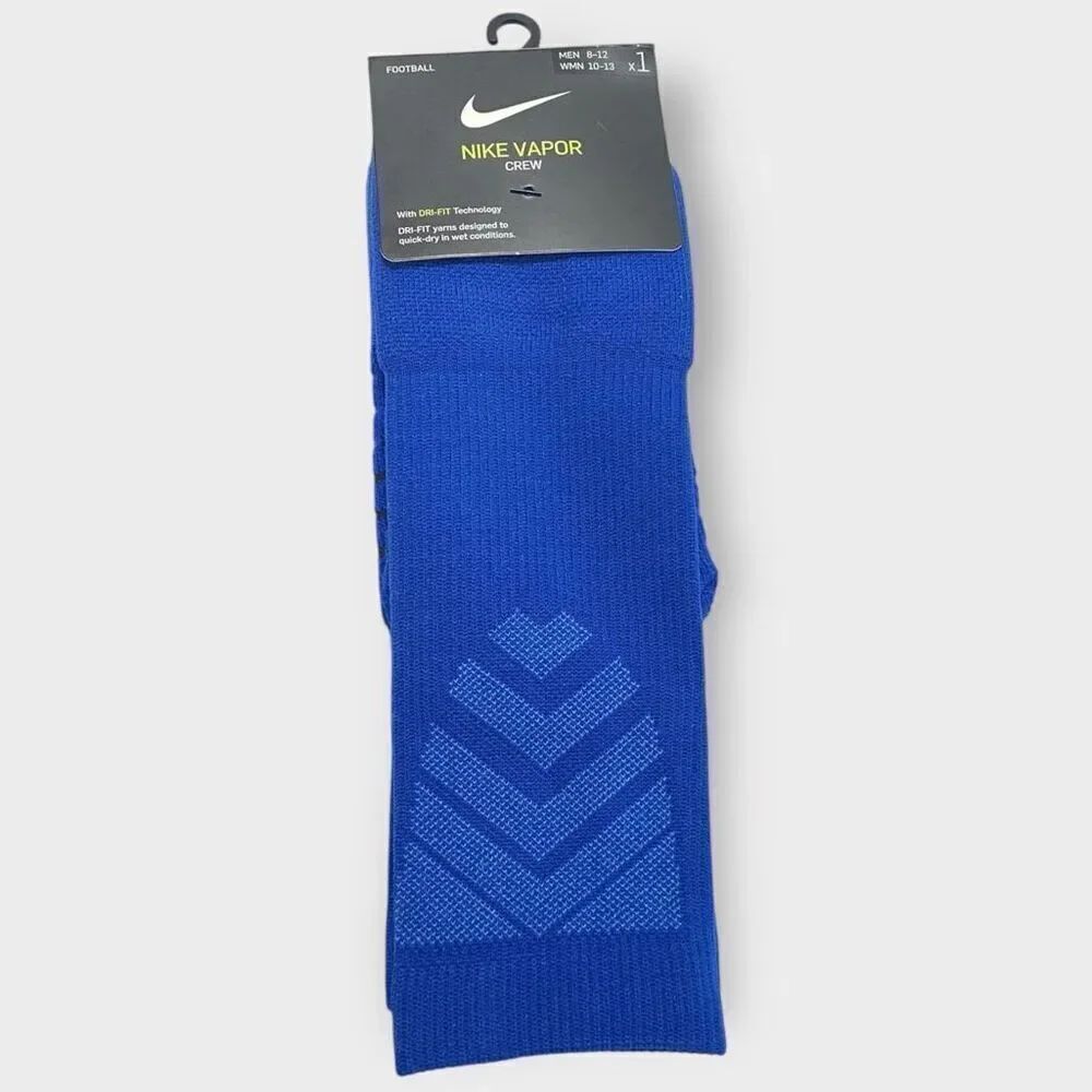 Nike Dri-Fit Vapor Crew Football Socks Size L SX5698-480 Royal Blue New